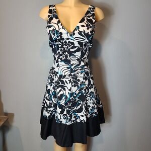 Y2K Floral Dress Jones New York Retro Womens 10P Garden Sundress Wedding Guest